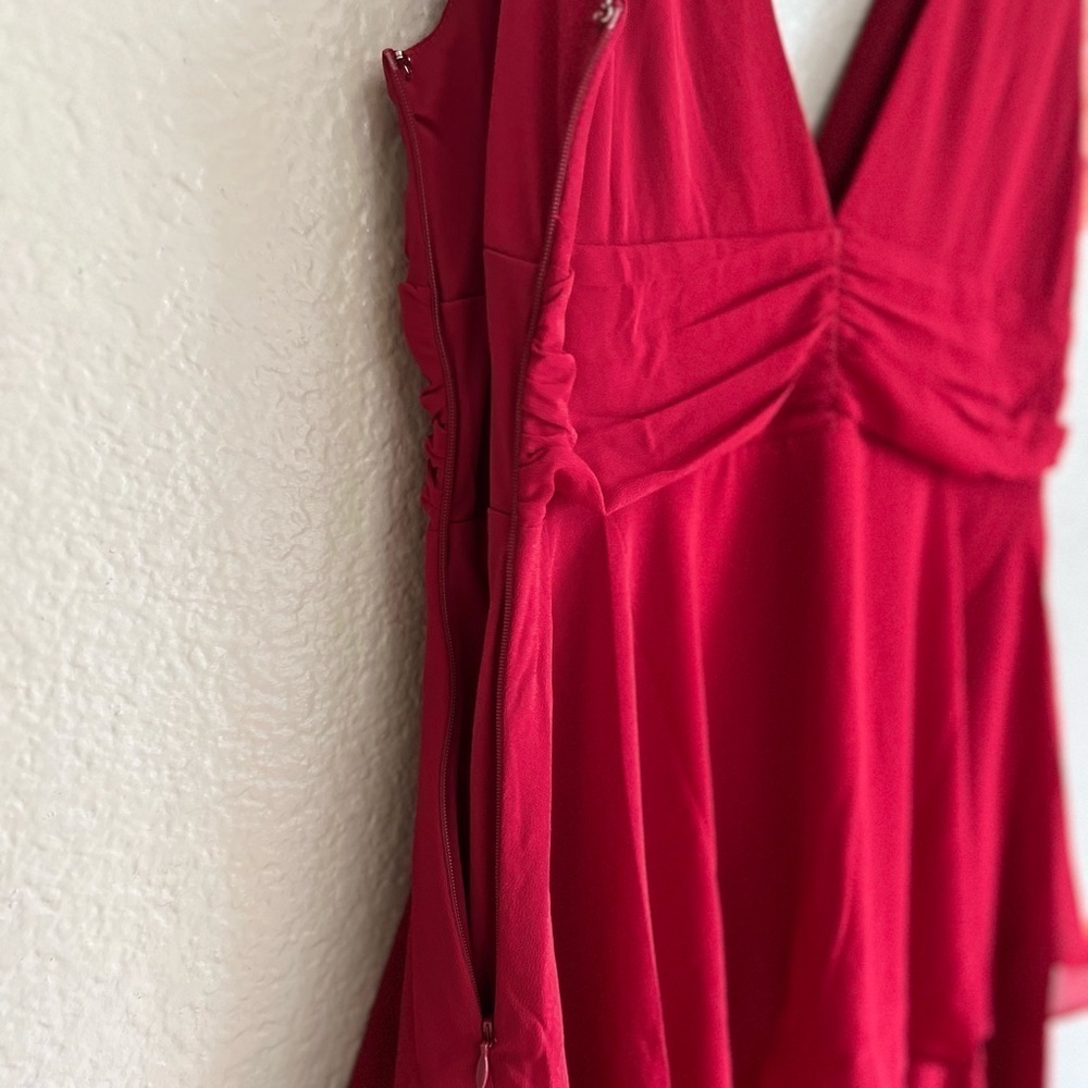 NWOT Celebration Time Red Sleeveless Tiered Midi Dress - Picture 6 of 8